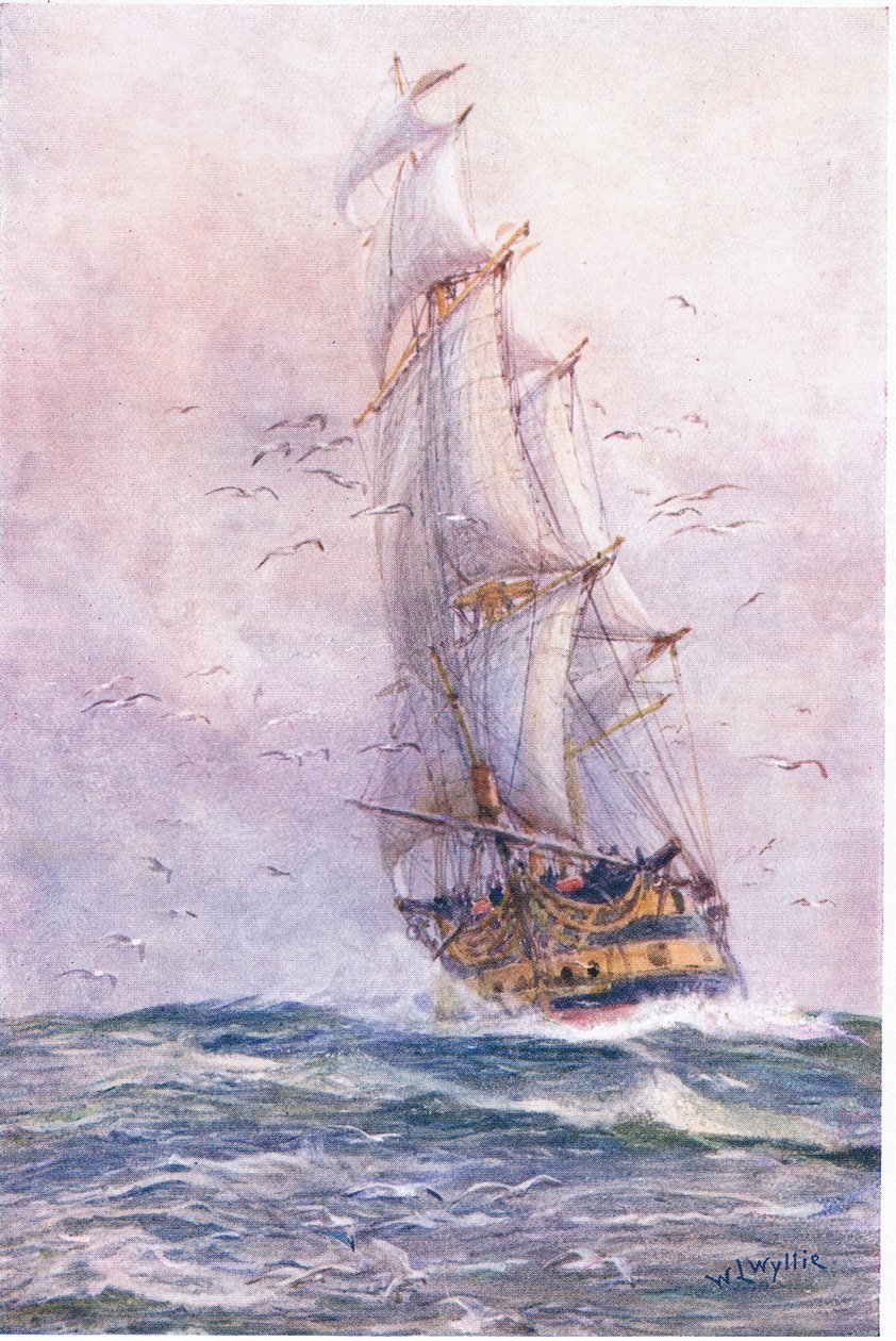 O &39;Foudroyant&39;, um dos antigos navios de Nelson, 1915 de William Lionel Wyllie