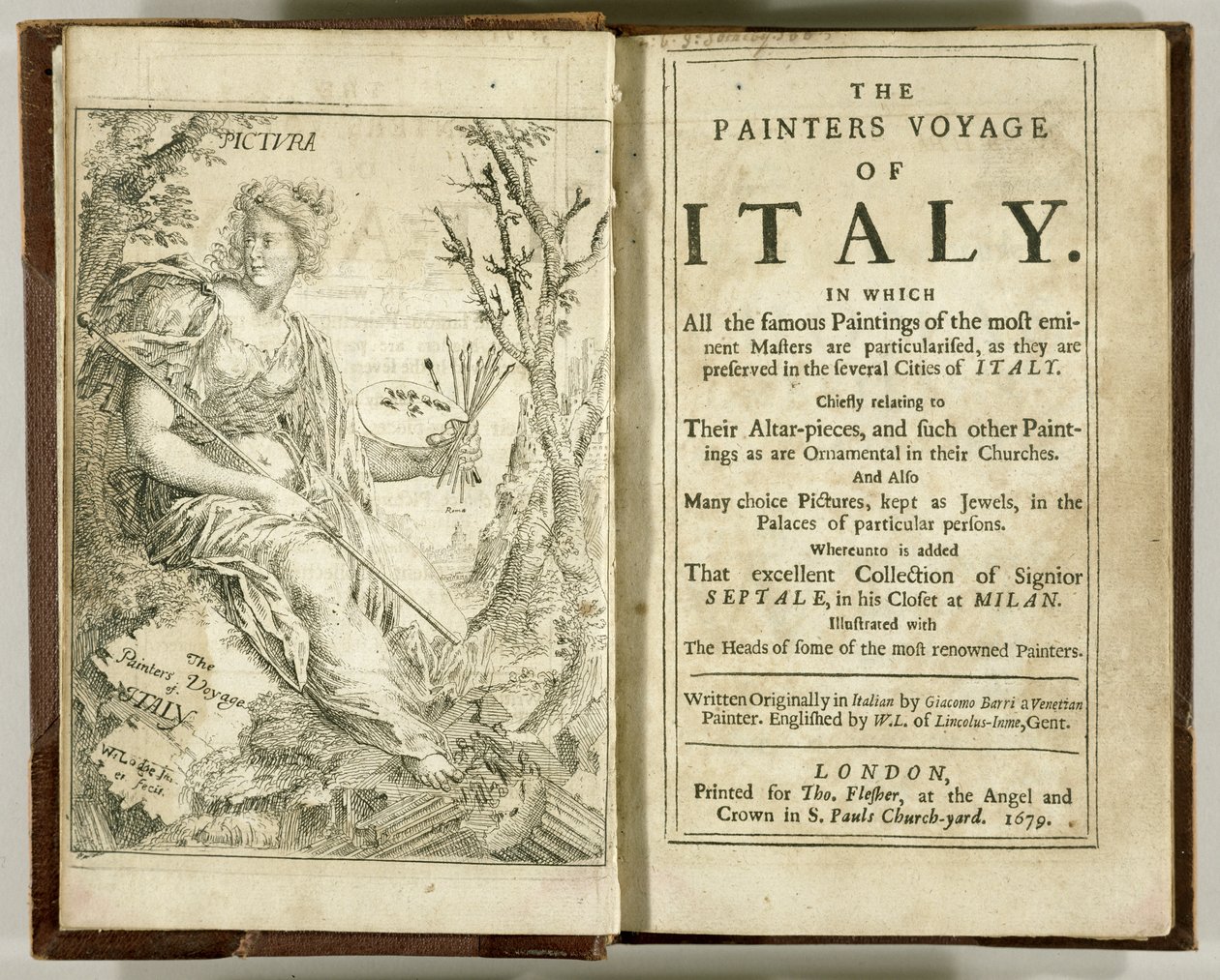 Titlepage de The Painters Voyage of Italy ... de Giacomo Barri, 1679 de William Lodge