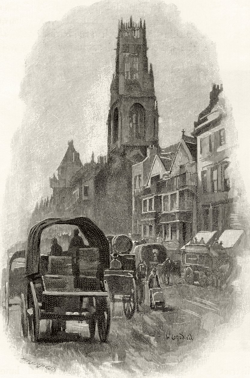 Fleet Street, de &39;London Pictures: desenhado com caneta e lápis&39;, pelo Rev. Richard Lovett, publicado em 1890 de William Logsdail