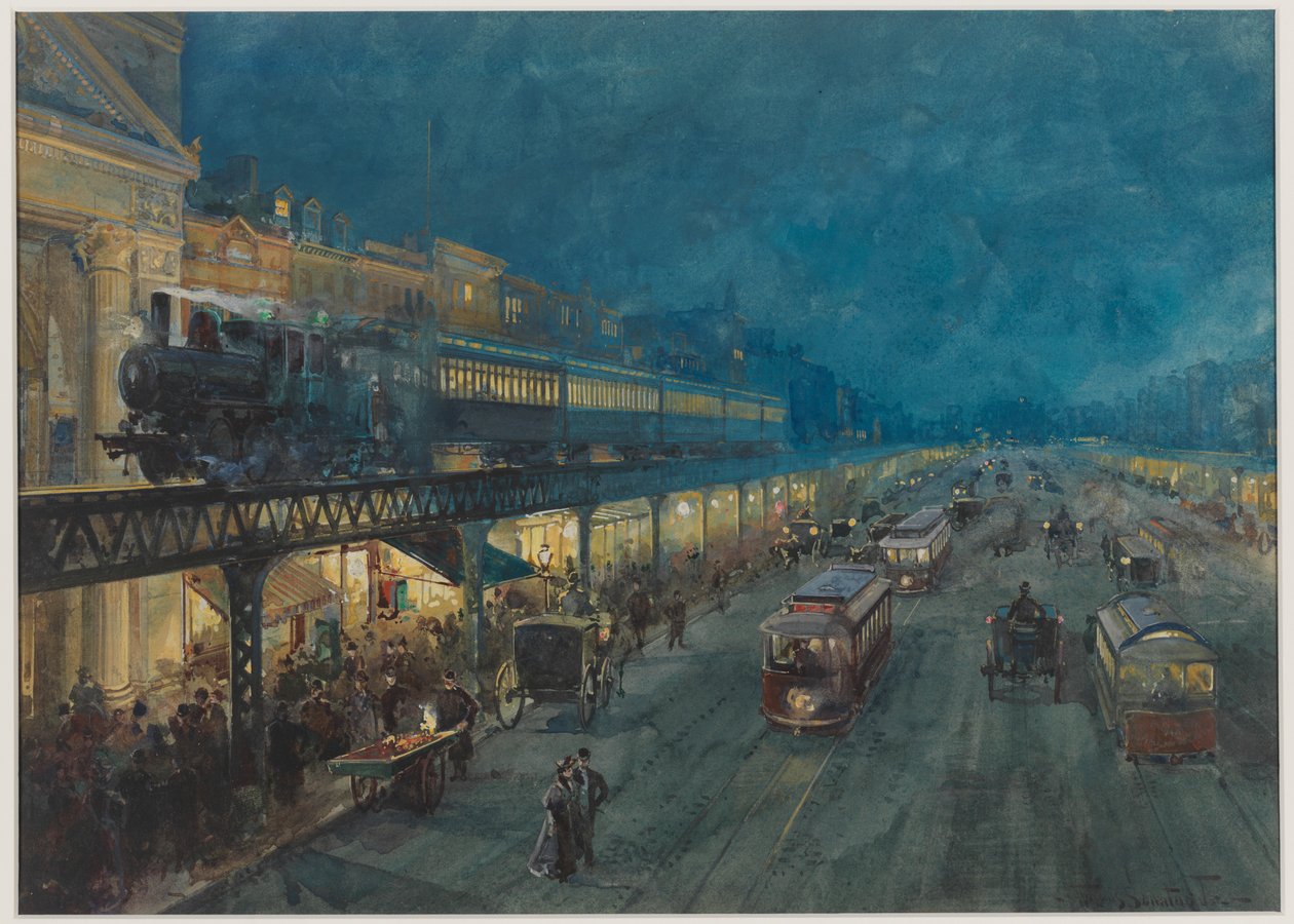 O Bowery à noite, 1895 de William Louis Jnr. Sonntag