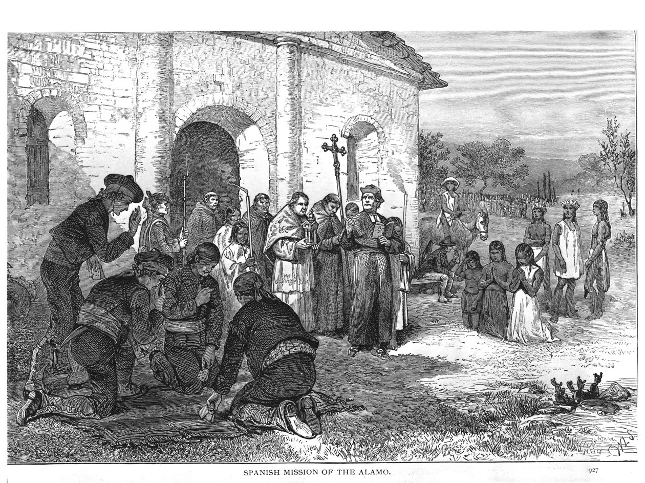 Missão Espanhola do Álamo, de "O Romance da Tragédia da Vida Pioneira", de Augustus L. Mason, 1883 de William Ludlow Sheppard