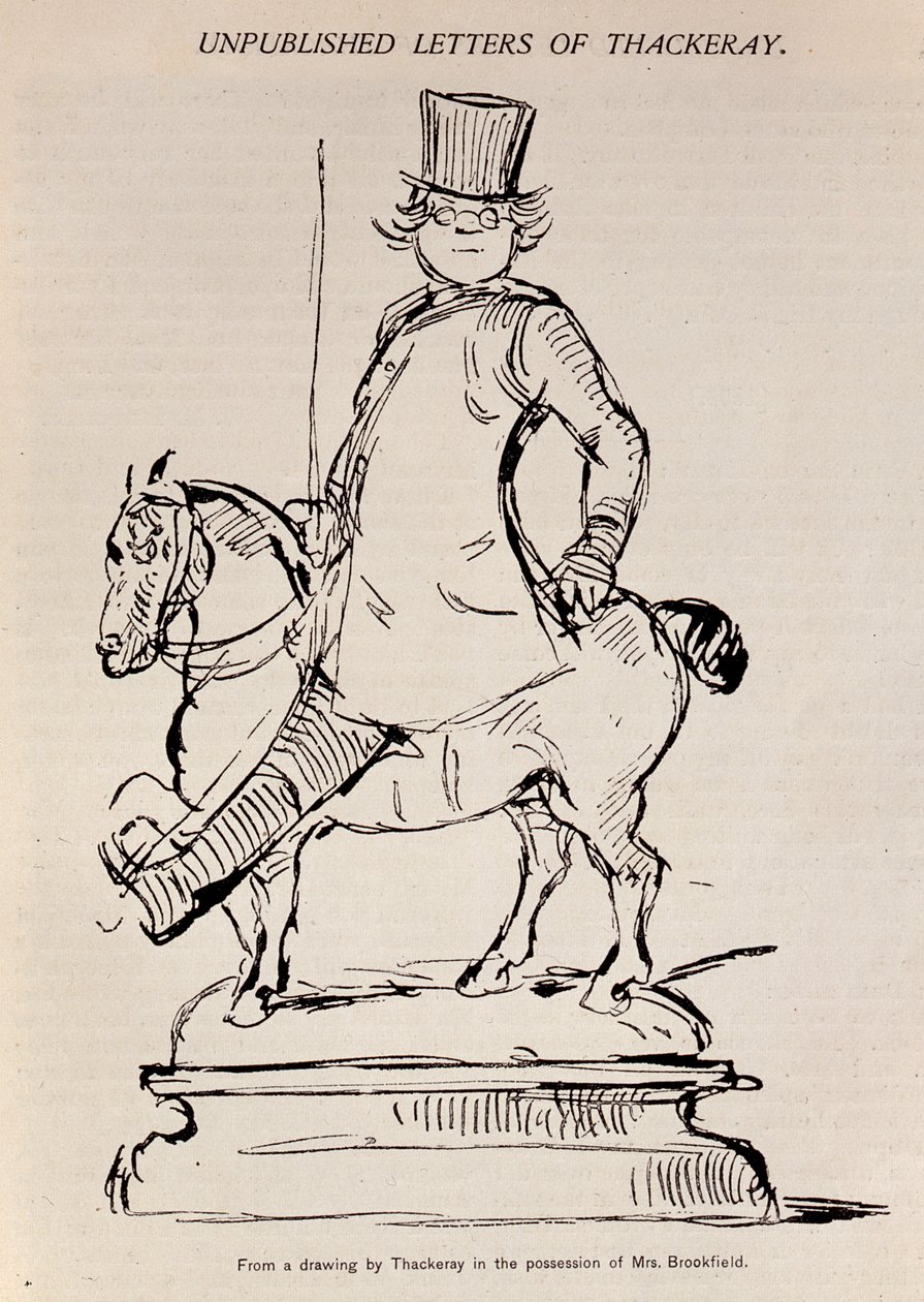 Caricatura Autorretrato do Autor, ilustração da &39;Scribner&39;s Magazine&39;, pub.1887 de William Makepeace Thackeray