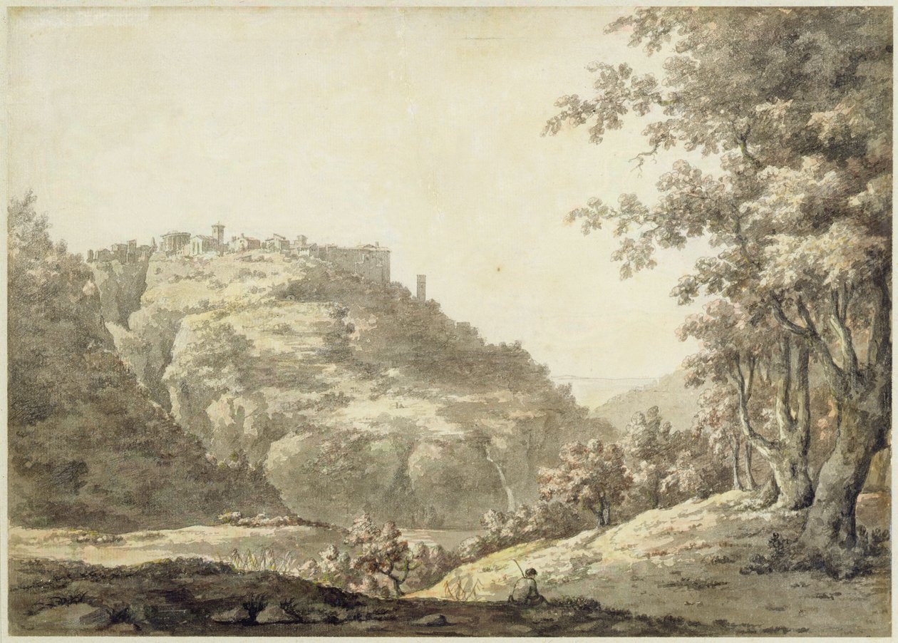 Tivoli, c.1768 (wc e caneta e tinta cinza sobre grafite sobre papel) de William Marlow