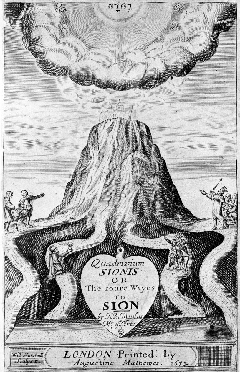 Título para &39;Quadrivium Sionis ou os caminhos para Sion&39;, de John Monlas, 1633 de William Marshall