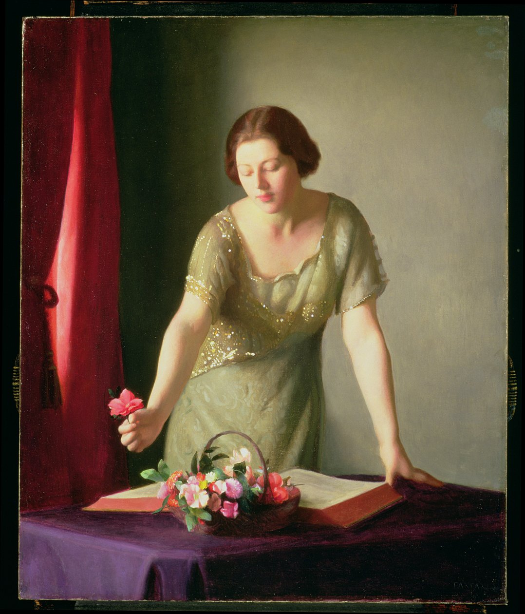 Menina Organizando Flores, 1922 de William McGregor Paxton