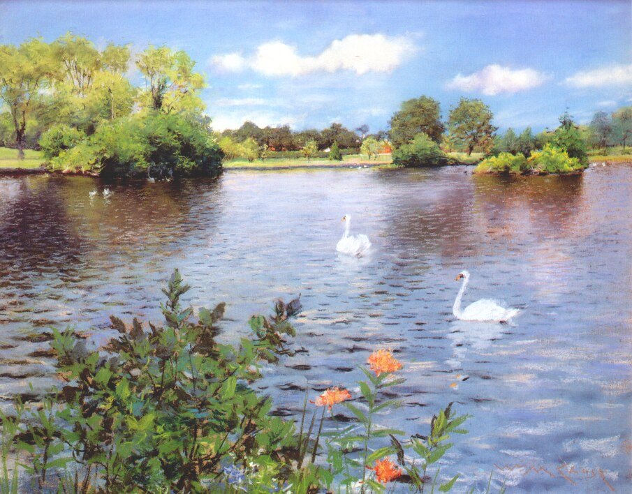 Um, laken ilha longa de William Merritt Chase