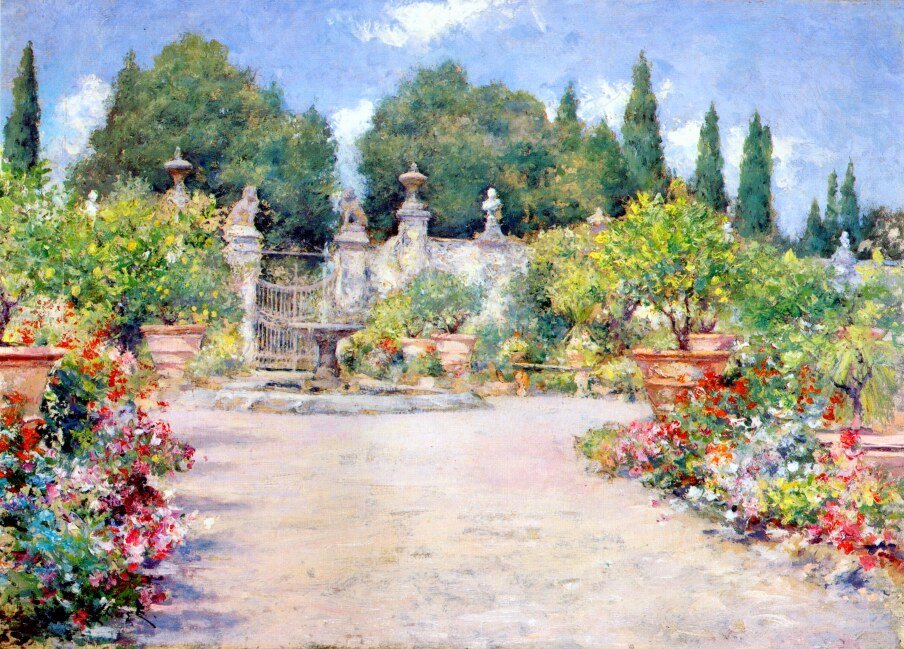 Um italiano Gardenn de William Merritt Chase