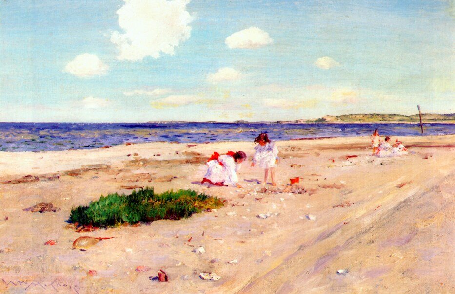 Praia da concha no Shinnecockn de William Merritt Chase
