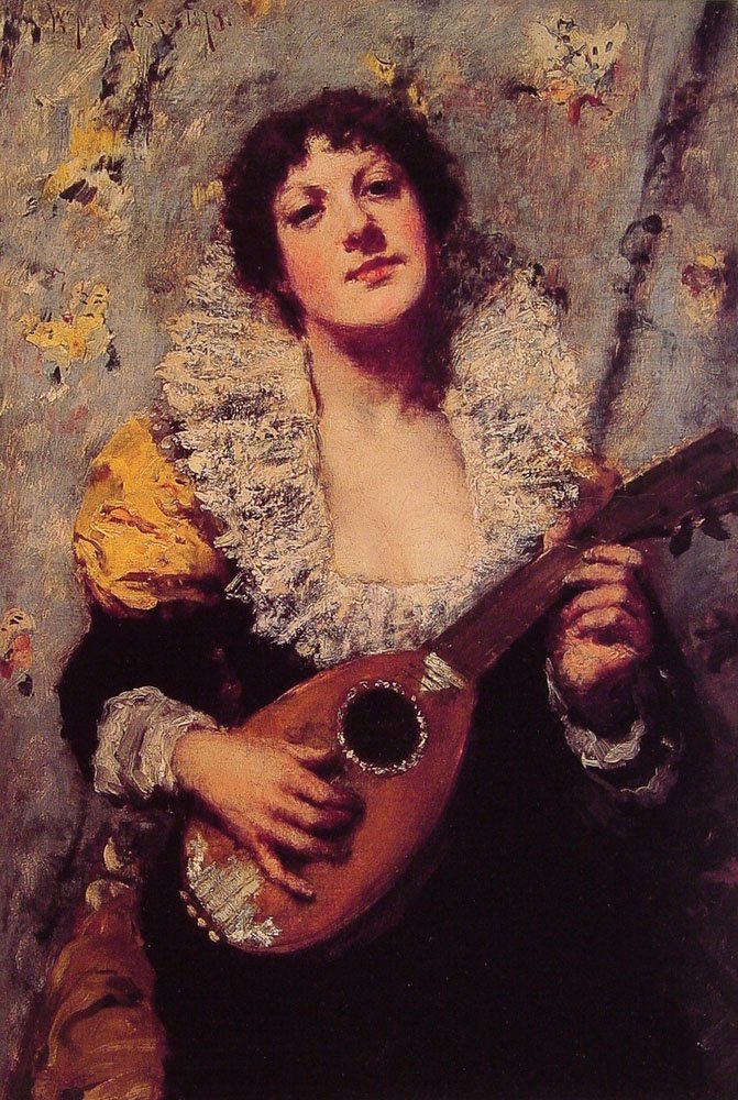 O Bandolim Playern de William Merritt Chase
