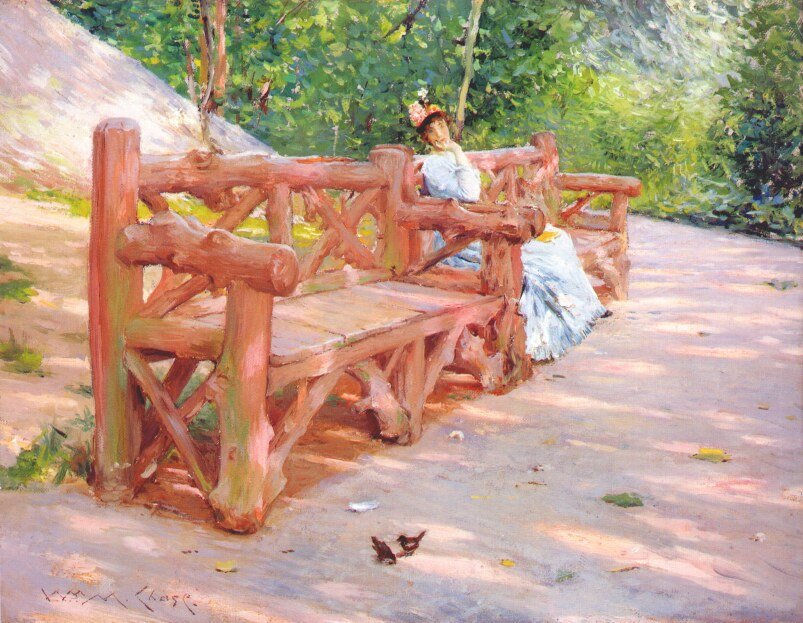 Banco de parque data de William Merritt Chase
