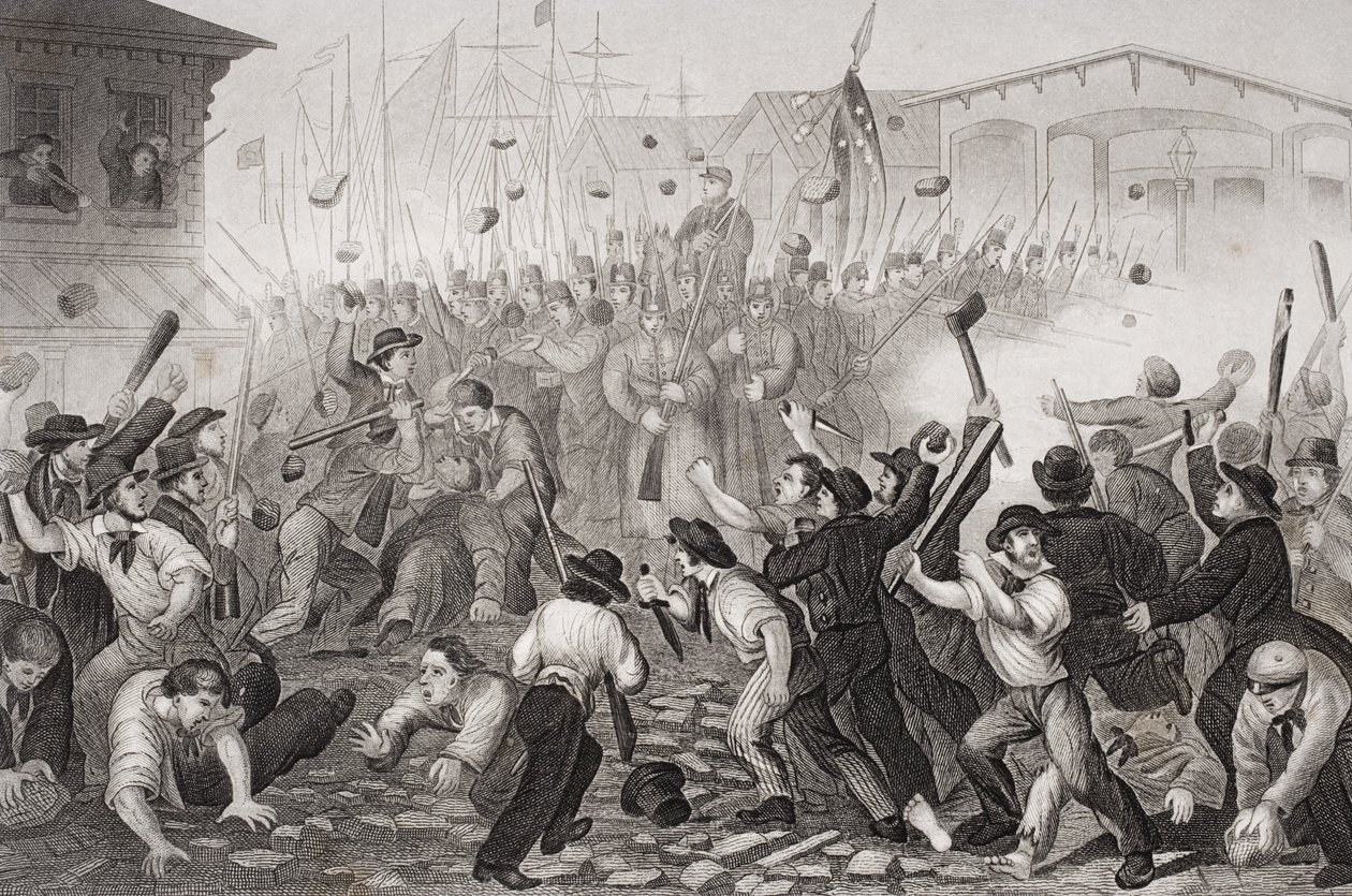 Ataque no Massachusetts 6th em Baltimore, Maryland, 19 de abril de 1861 de William Momberger