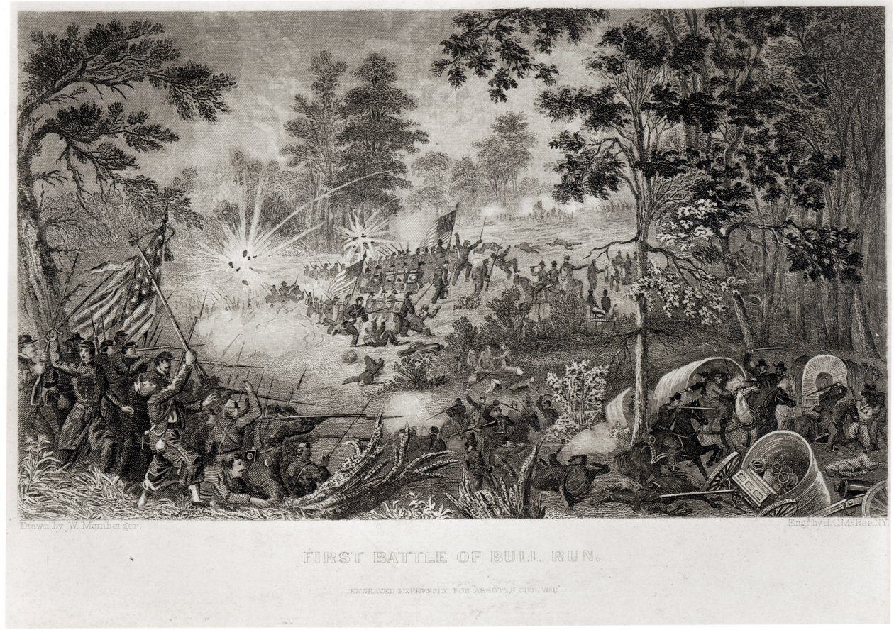 A Primeira Batalha de Bull Run, 21 de julho de 1861, gravada por JC McRae de William Momberger
