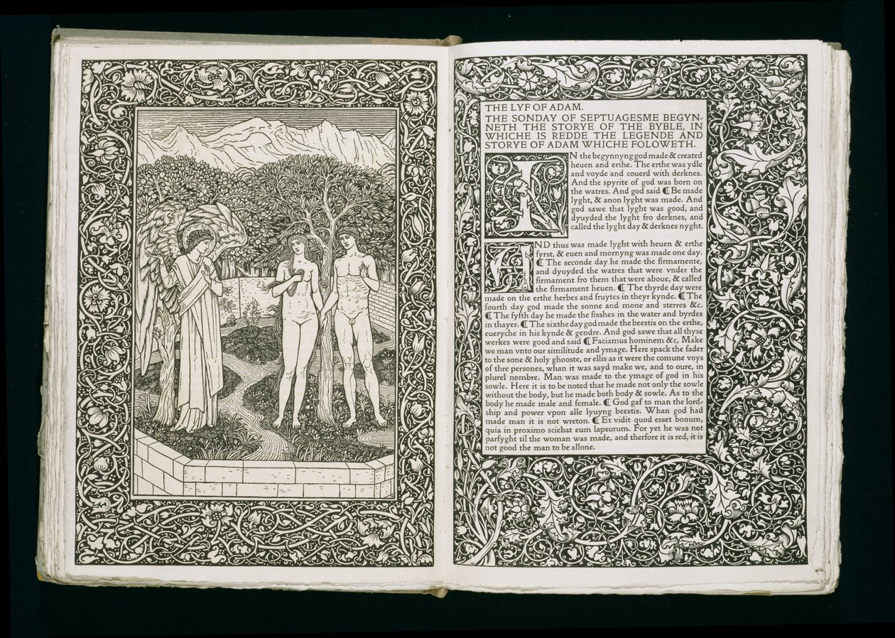 Adão e Eva, de &39;The Kelmscott Chaucer&39;, publicado pela Kelmscott Press, 1896 de William Morris