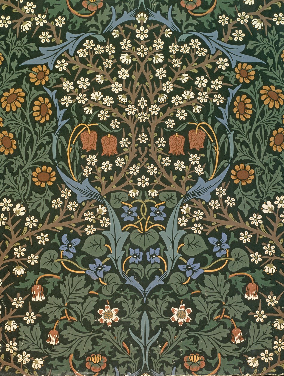 Papel de parede &39;Blackthorn&39;, projetado por William Morris (1834-96), 1892 de William Morris