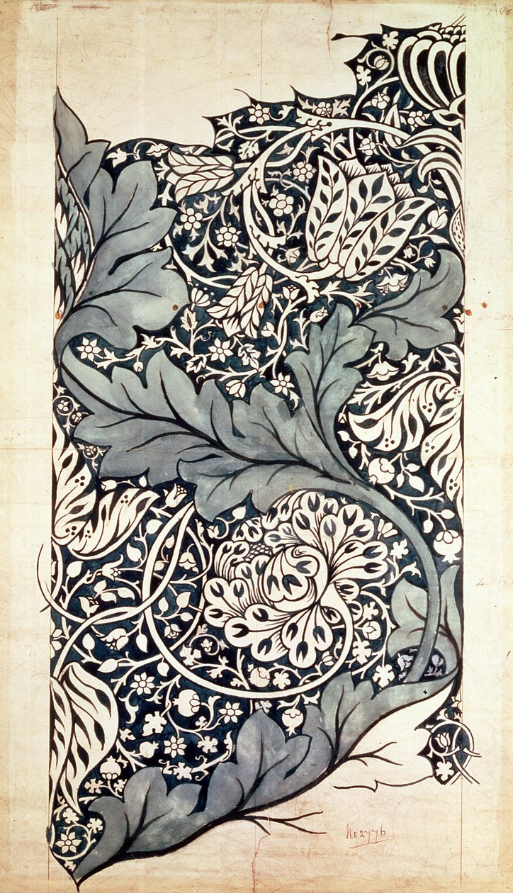 Design para Avon Chintz, c.1886 (caneta e tinta com wc no papel) de William Morris