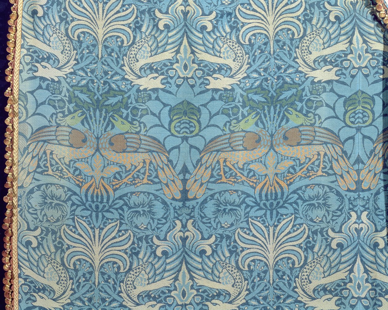 Pavão e Dragão, 1878 (lã tecida e painel com acabamento original) (detalhe) (ver também 116561) de William Morris
