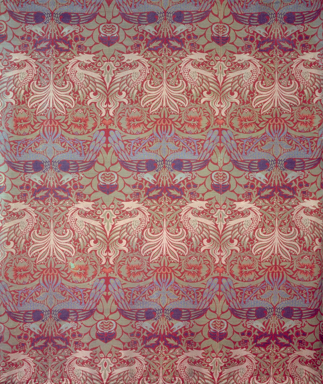 Peacock and Dragon, fabricado por Morris & Co., 1878 (painel de lã tecida com acabamento original) de William Morris