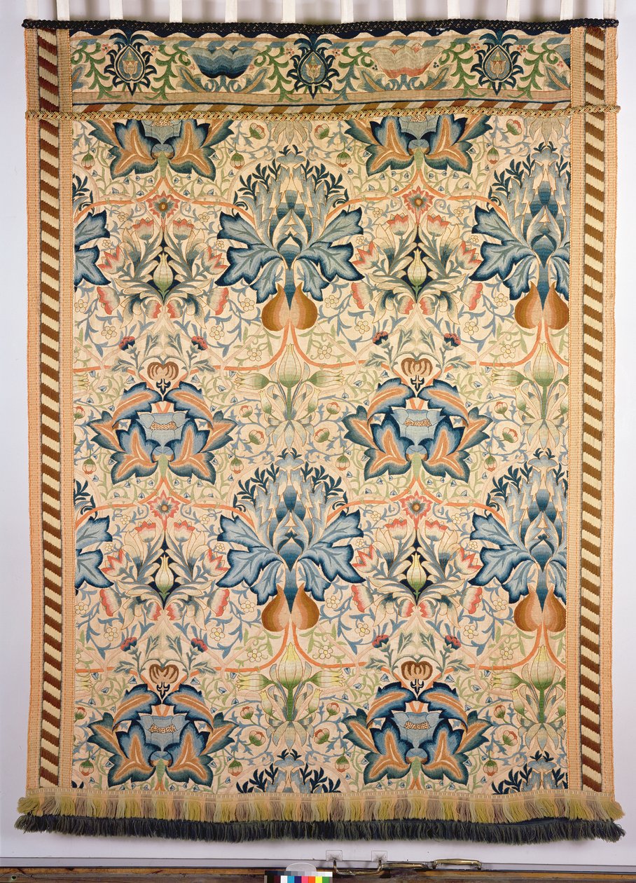 O enforcamento bordado de alcachofra, trabalhado por Sra. Godman, 1877 (lãs crewel em linho) de William Morris