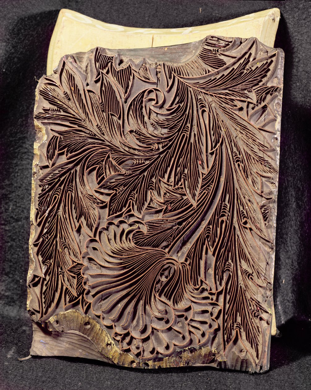 Bloco de impressão de design de tulipa, 1875 (madeira entalhada) de William Morris