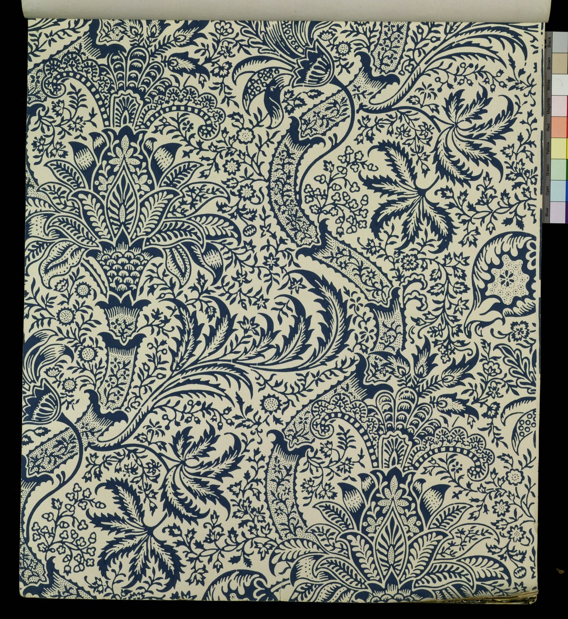 Papel de parede com design estilo navy blue algas de William Morris