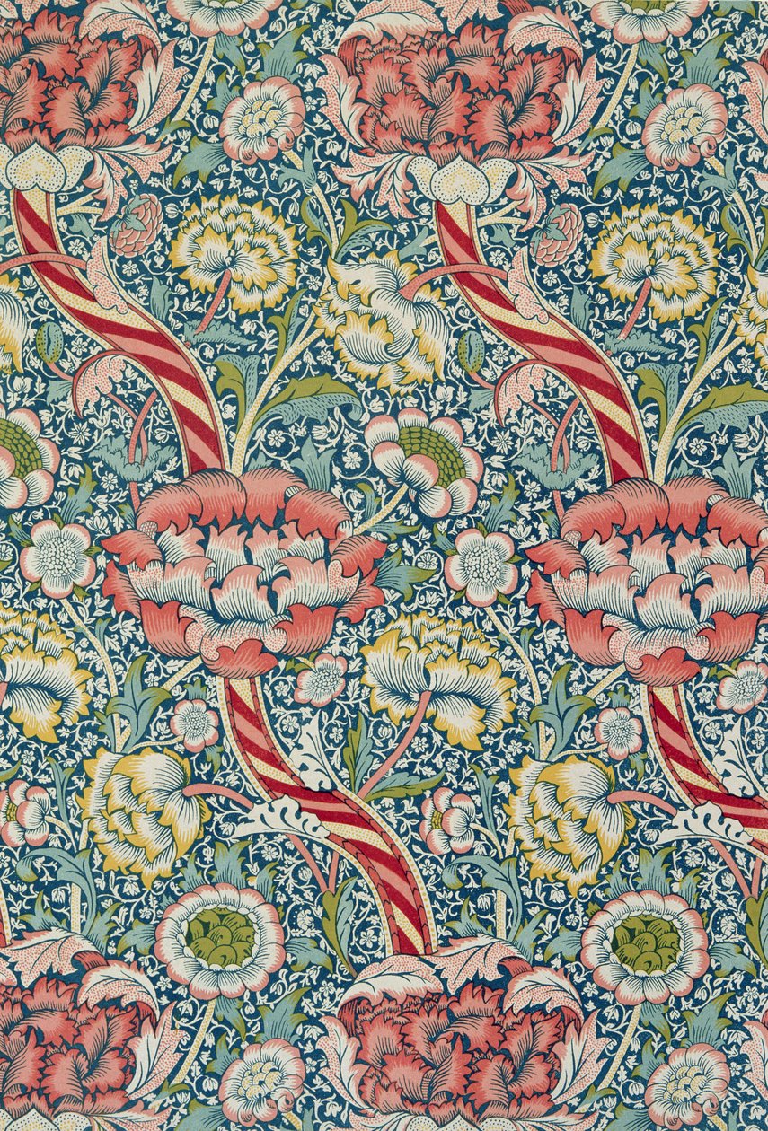 Tecido impresso «Wandle», fabricado por Morris and Co. e Aymer Vallance, de "The Art of William Morris", pub. 1897 de William Morris