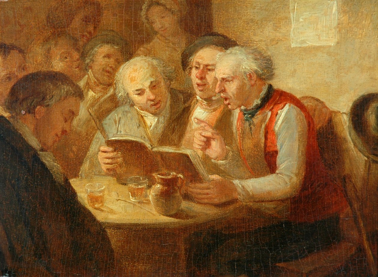 O Ensaio (óleo sobre painel de madeira) de William Mulready