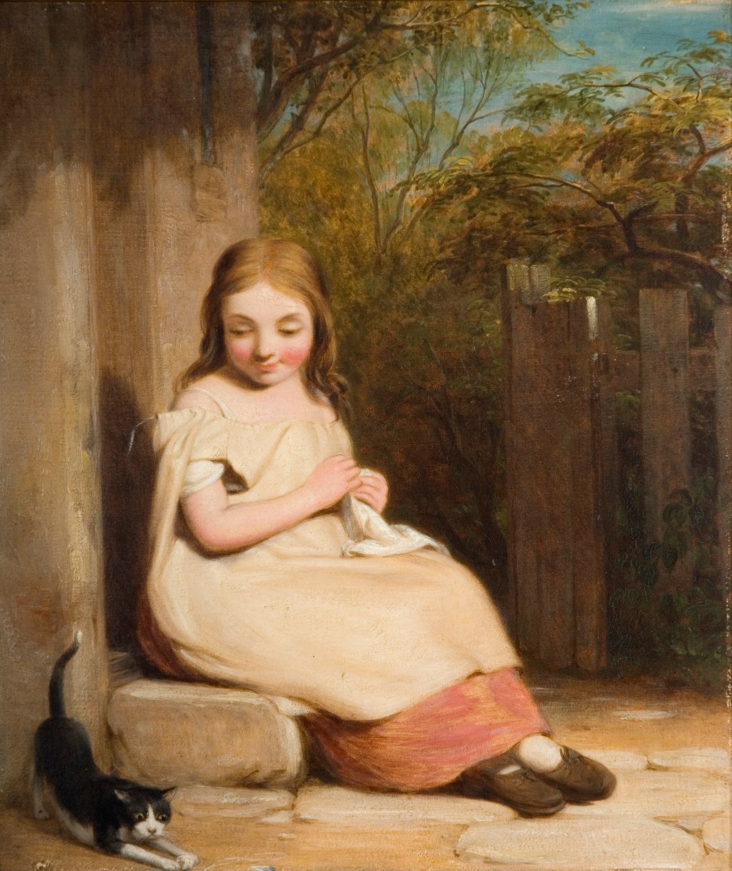 Menina jovem, com, gatinho, de William Mulready