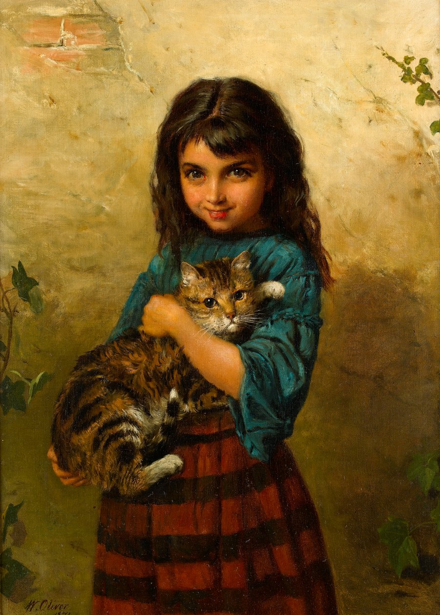 Cheio de Malícia, Uma Garota com seu Gato de William Oliver