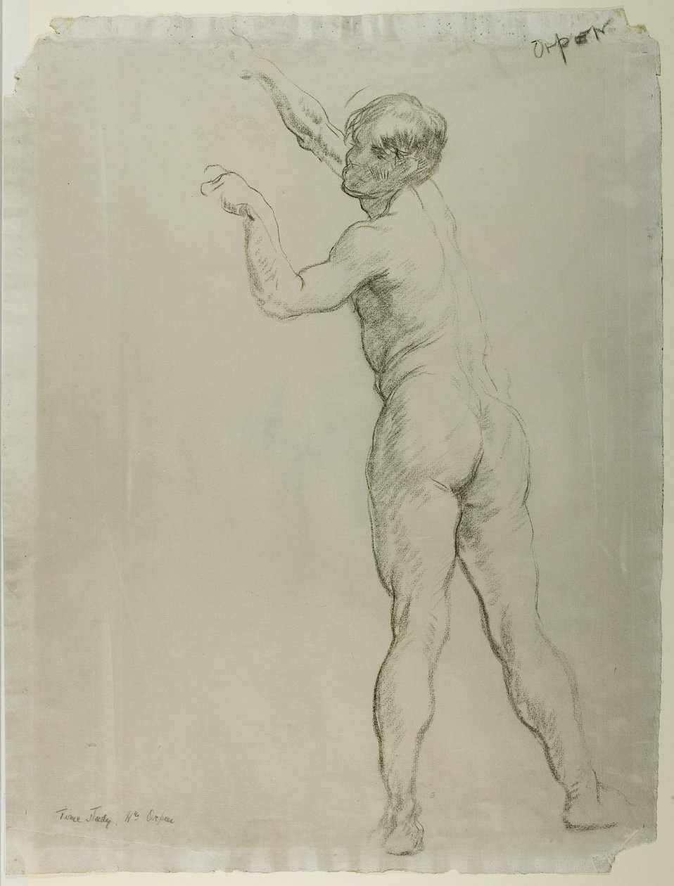 Pé nu masculino (giz no papel) de William Orpen