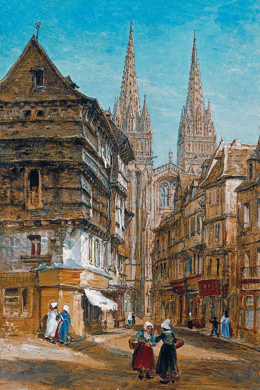 Quimper, a catedral e a rua Kéréon de William Parrott
