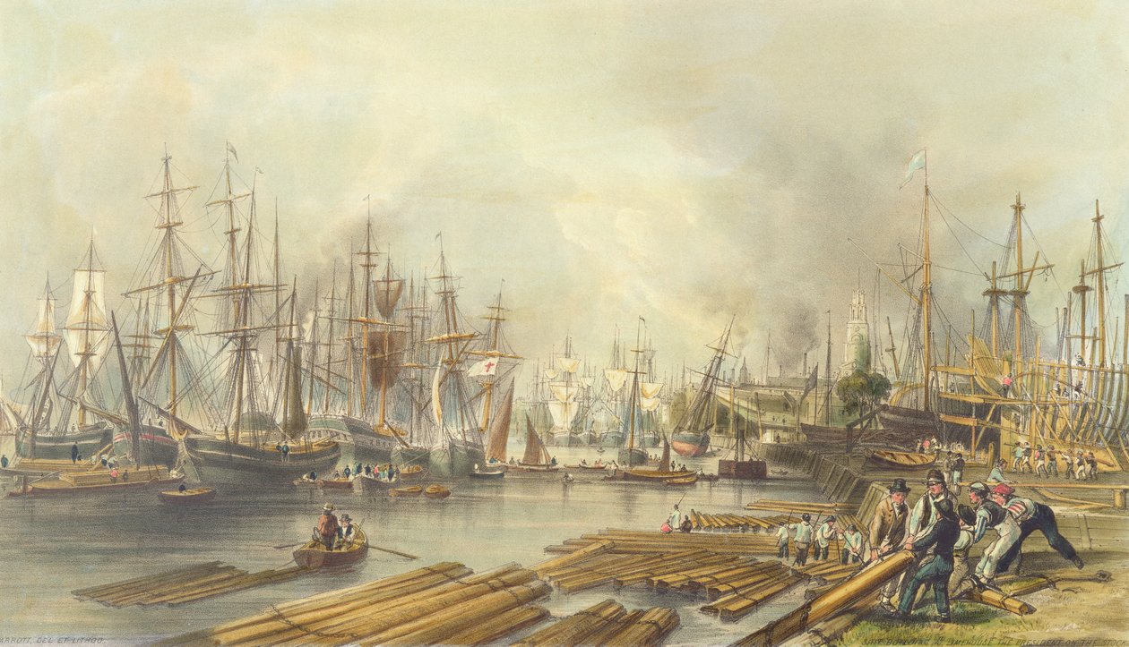 Construção naval em Limehouse, 1840 de William Parrott