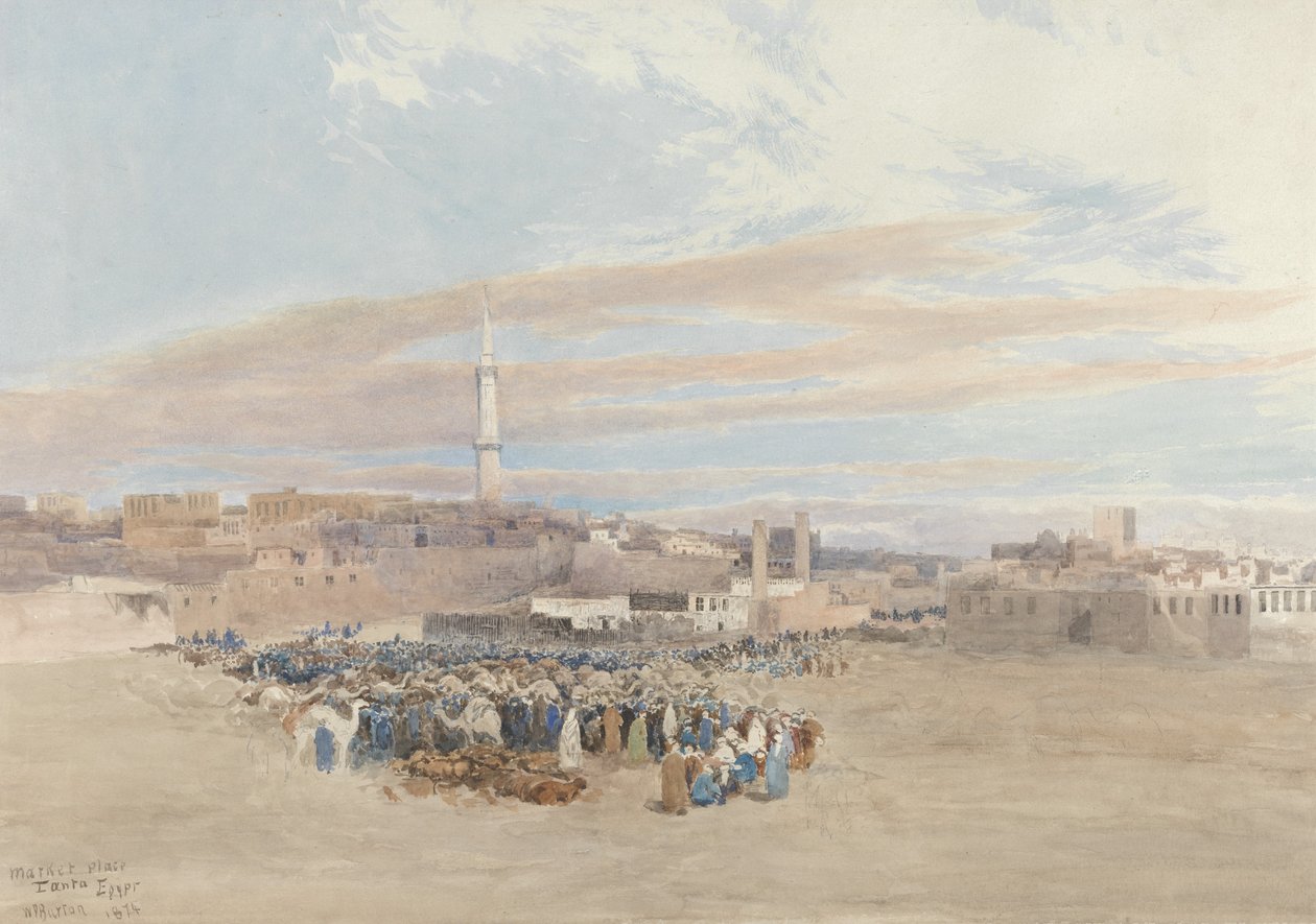 The Market Place, Tanga, Egito, 1874 (wc sobre grafite) de William Paton Burton