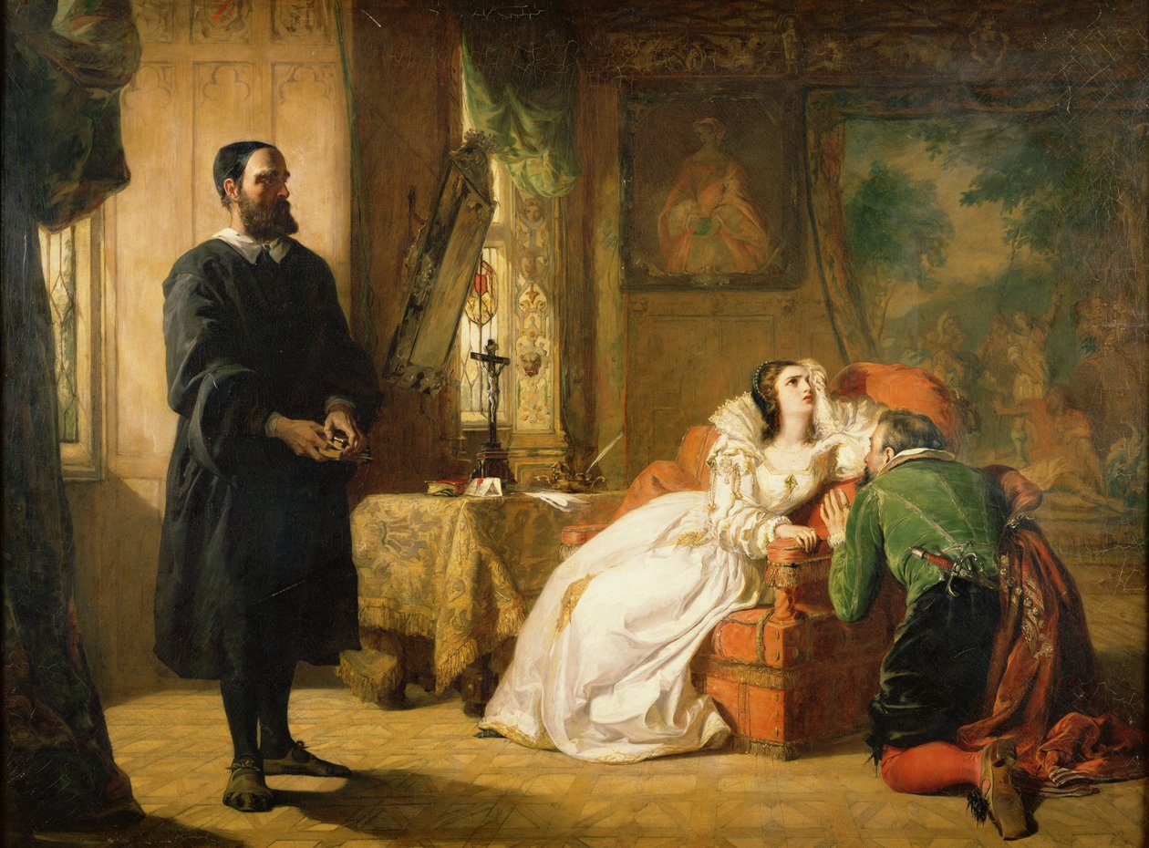 John Knox (1512-1572) Reprovando Maria, Rainha dos Escoceses (1542-87), meados do século XIX de William Powell Frith