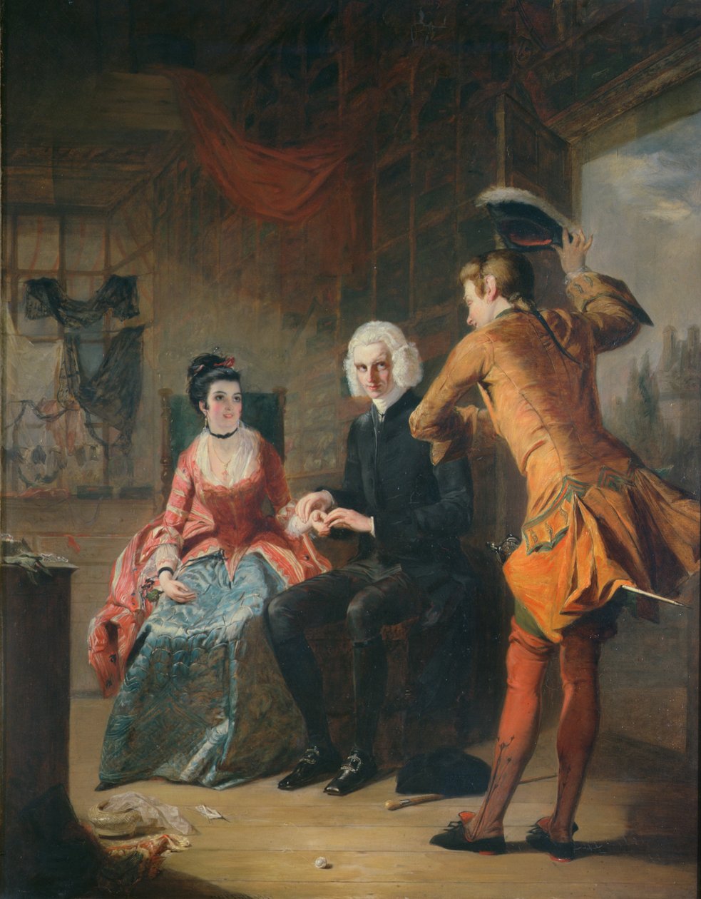 Cena na loja de Paris de uma viagem sentimental, 1841 de William Powell Frith