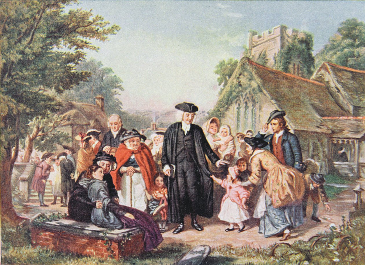 O clérigo da aldeia, ilustração de "vidas de grandes homens contados por grandes homens", editado por Richard Wilson, c.1920s de William Powell Frith