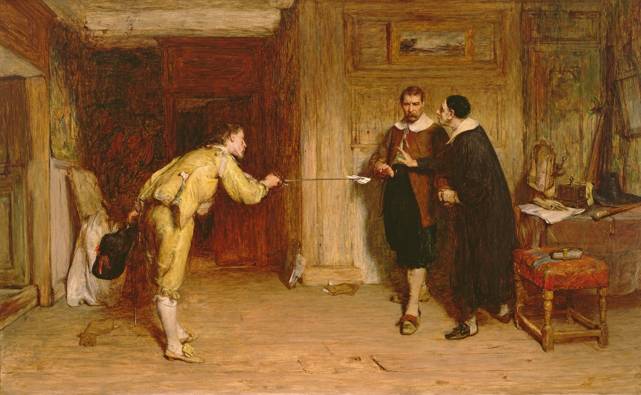 O Desafio: Uma Luta Puritana entre Honra e Consciência, 1864 de William Quiller Orchardson