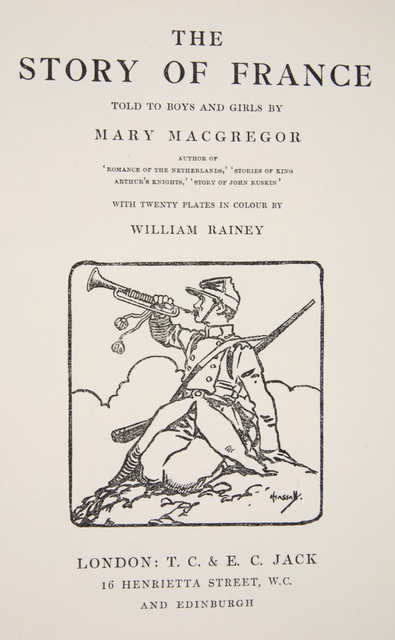 Frontispício de &39;A história da França contada para meninos e meninas&39; de Mary Macgregor, 1920 de William Rainey