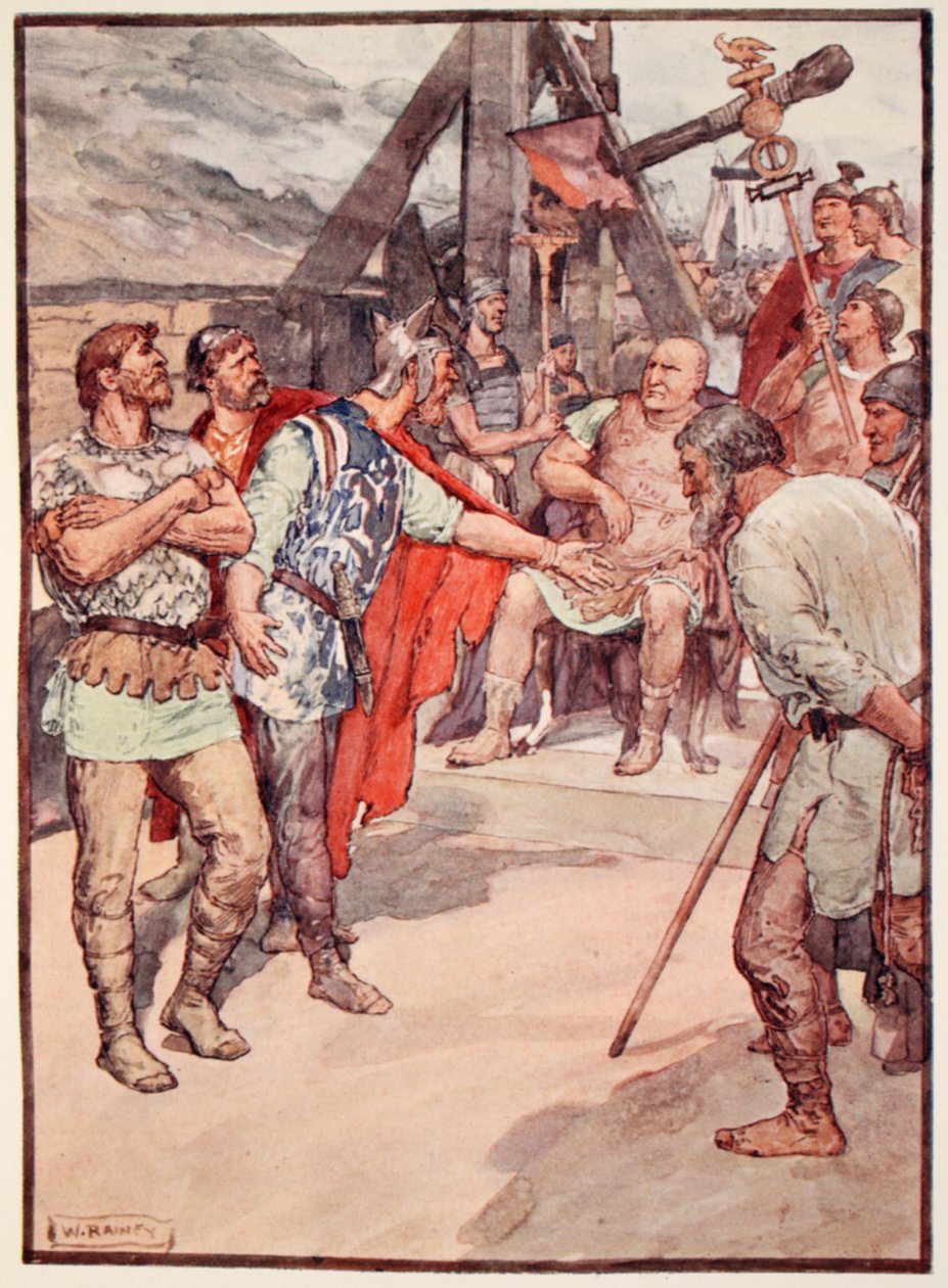 Marius e os embaixadores dos Cimbri, ilustração de "Vidas de Plutarco para meninos e meninas", recontada por WH Weston, Londres c.1910 de William Rainey
