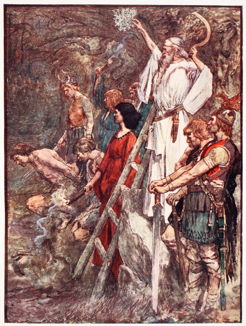 "Sob os carvalhos que eles iriam reunir", ilustração de "A história da França", de Mary Macgregor, 1920 de William Rainey