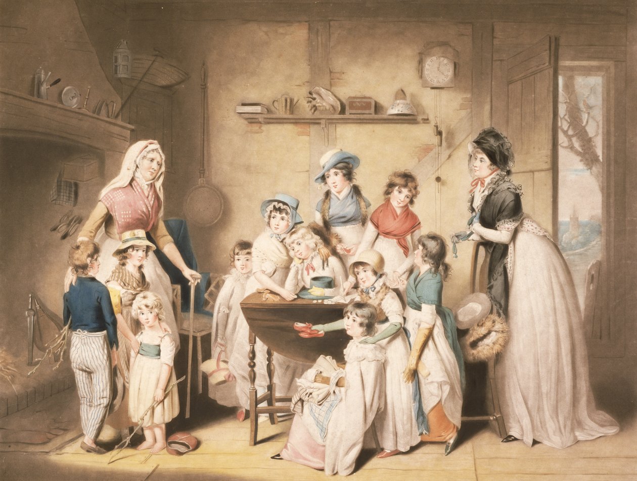 Os órfãos de marinheiro, ou a assinatura das jovens senhoras, gravada por William Ward (1766-1826), pub.1800 de William Redmore Bigg
