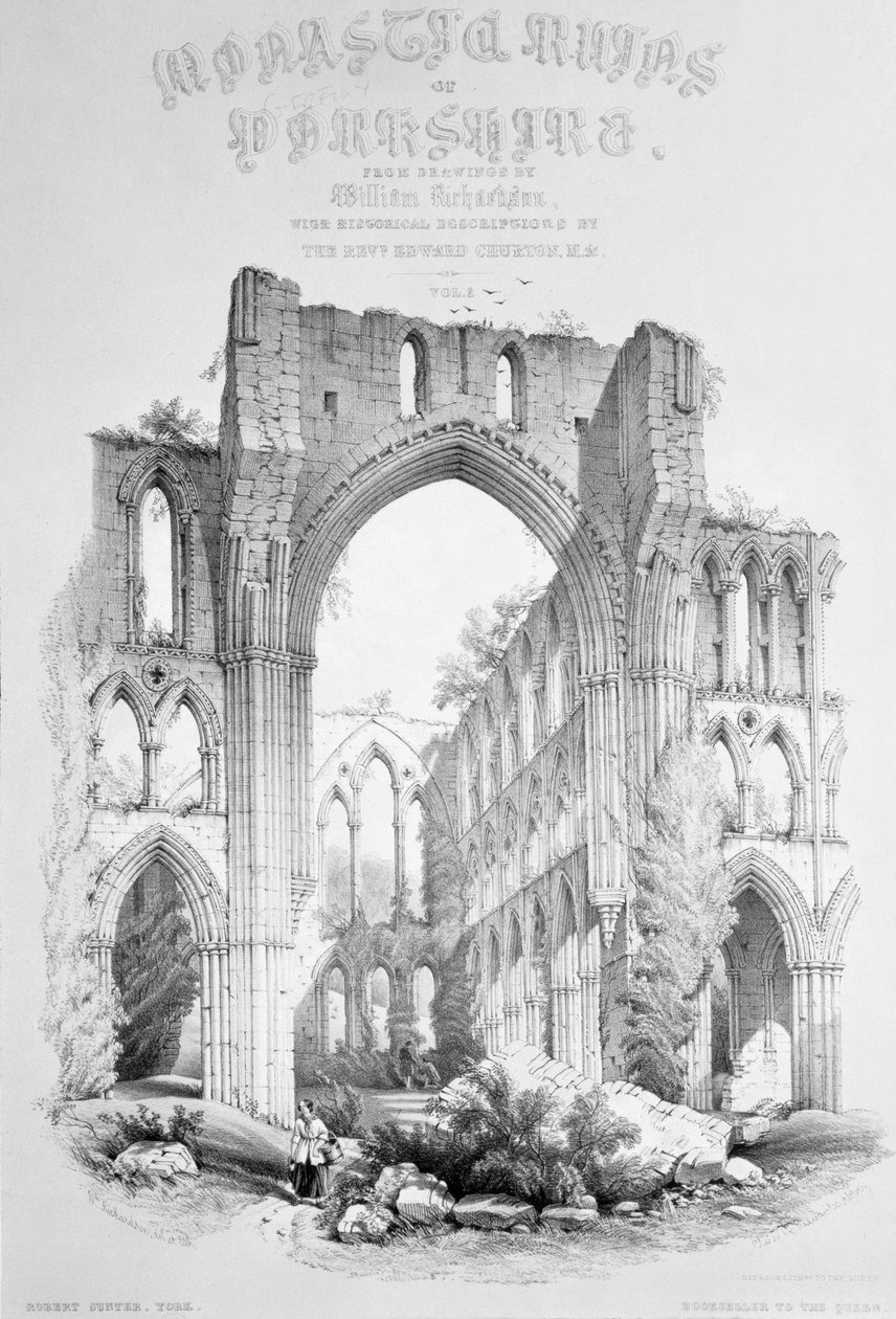 Abadia de Rievaulx, na página de rosto de &39;Monastic Ruins of Yorkshire&39; de William Richardson