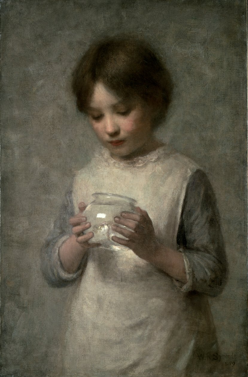 Menina, prata, peixe, 1889 de William Robert Symonds