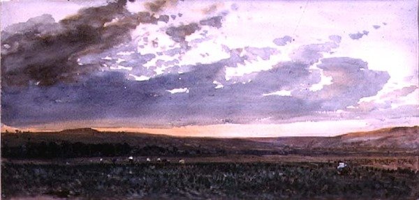 Paisagem com trabalho rustics: efeito noite de William Roxby Beverly