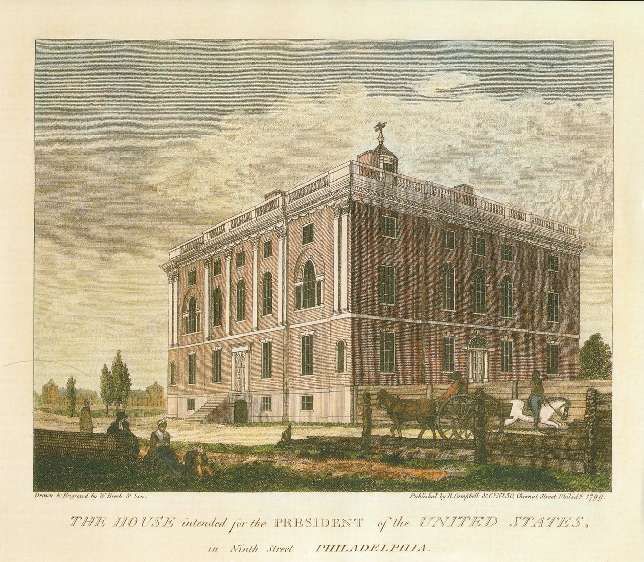 A casa destinada ao presidente dos Estados Unidos, na Ninth Street Philadelphia de William Russell Birch