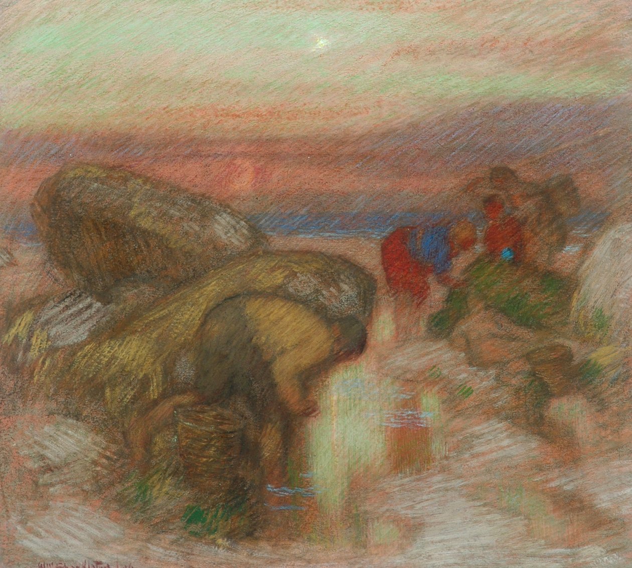Os coletores de mexilhões, c.1906 de William Shackleton