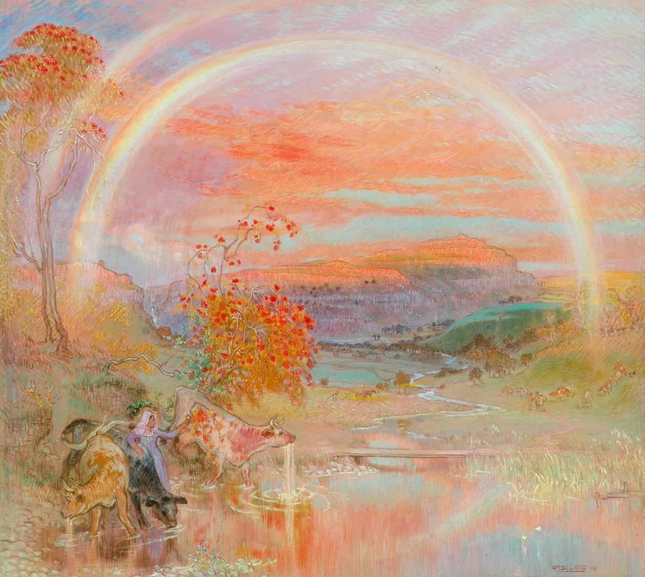 The Rainbow, Malhamdale, 1918 (óleo sobre papel) de William Shackleton