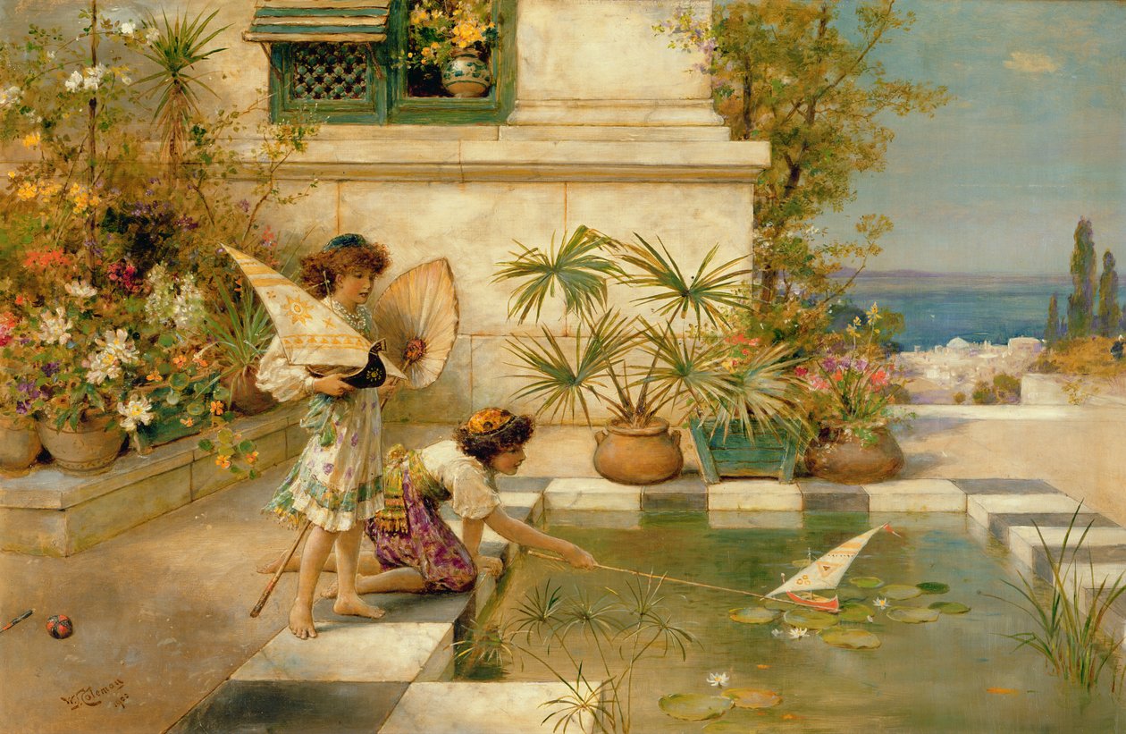 Crianças brincando com barcos, 1900 de William Stephen Coleman