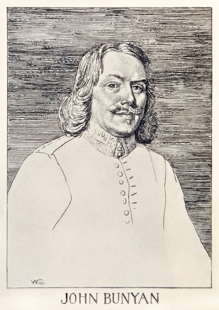 John Bunyan (1872-1919) autor de Os peregrinos progride deste mundo para o que está por vir, ilustração de William Strang (1859-1921) de William Strang