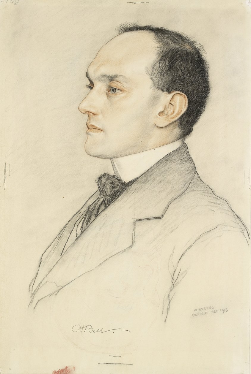 Retrato de Charles Francis Bell, 1913 (lápis coloridos em uma preparação de ocre claro) de William Strang