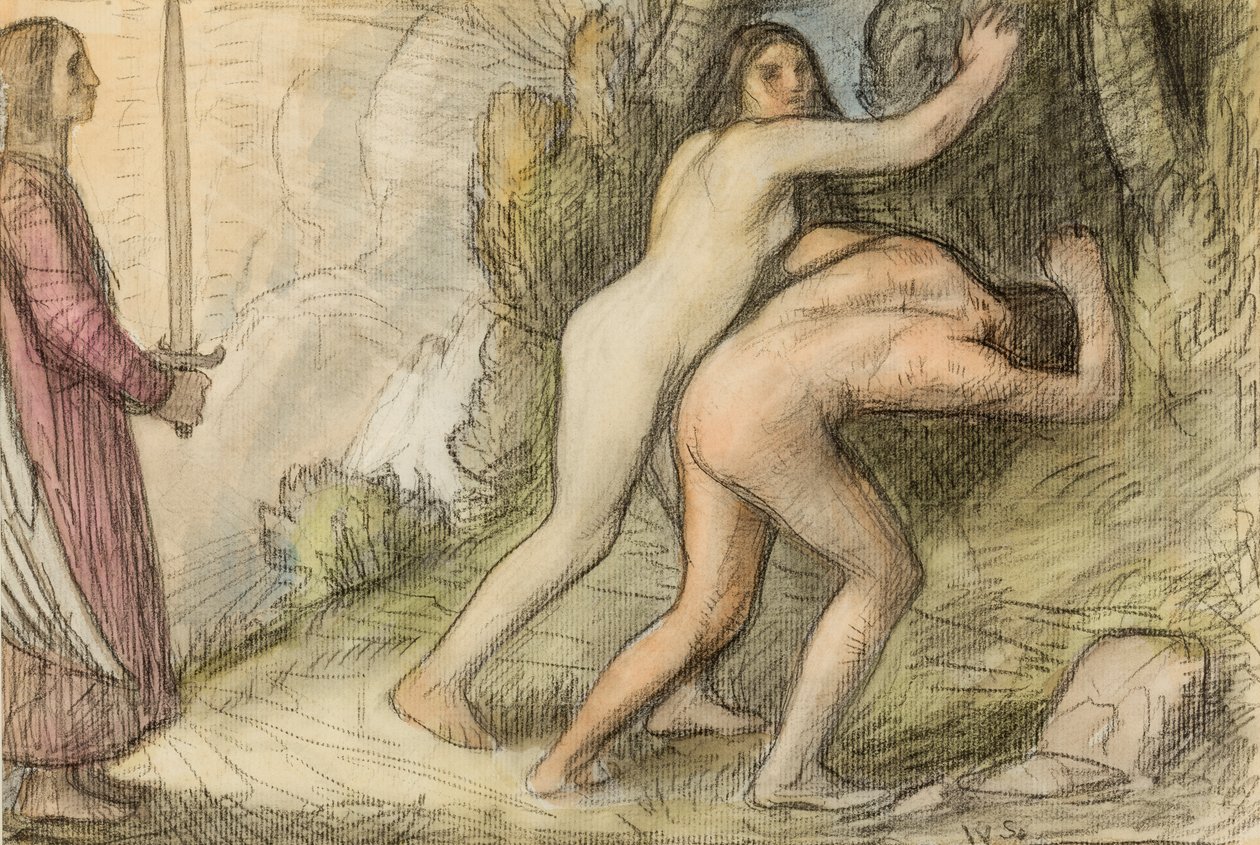 The Expulsion, 1901 (giz e wc no papel) de William Strang